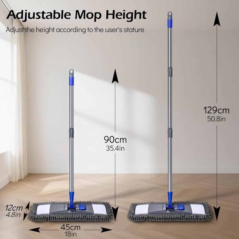 MASTERTOP Microfiber Mop for Floor Cleaning, Flat Dust Mop for
