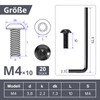 ORTAVA Pack of 20 M4 x 10 round head screws,