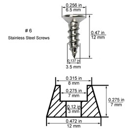 1/2" Small Hard Rubber Bumper Feet with Stainless Washer and Screws, 20 Pack