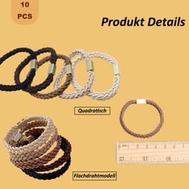 Pack of 10 Elasitc Hair Bobbles for Women and Girls, Stylish Braided Hair Scrunchie, Ponytail Holder for Thick Hair and Curly Hair