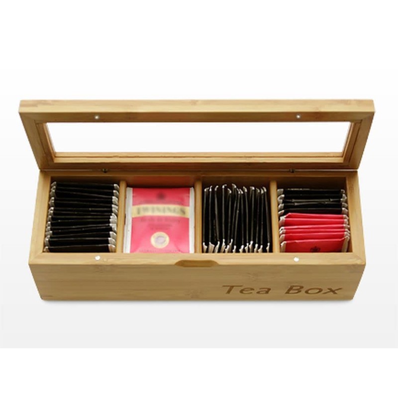 Woodquail Tea Box Caddy Storage Organiser Tidy, Made of Natural