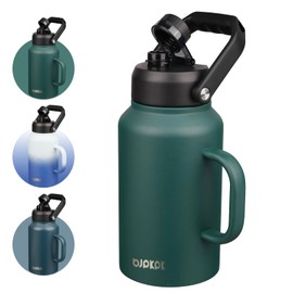 BJPKPK 87oz Insulated Water Bottle with Handle, Large Dishwasher Safe 2/3 Gallon Water Bottle, BPA Free Water Jug, Wide Mouth Metal Water Bottle with Anti-slip Bottom, Keep Cold & Hot,Army Green