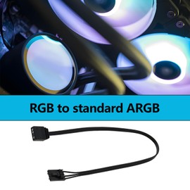 Be In Your Mind Pack of 2 25 cm 4-Pin RGB to Standard 5 V 3 Pin ARGB Adapter Connector Compatible with Pirate Ship Controller Adapter Compatible with QL LL120 ICUE Shenguang Sync