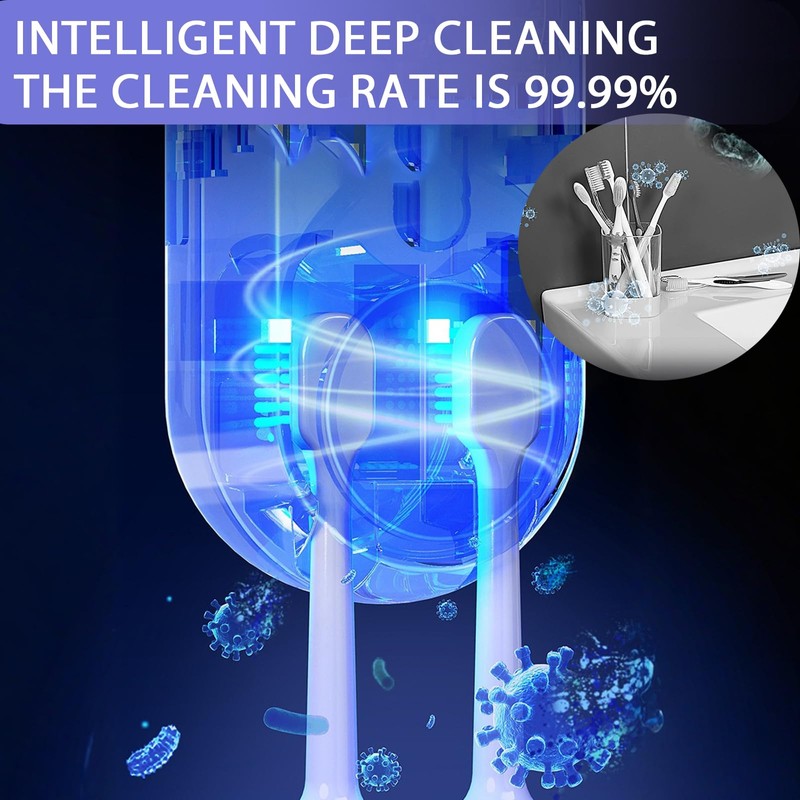 Wall Mounted Toothbrush Holder with Auto-Inductive Cover,Clean, Dry,LED Smart Screen,Electric
