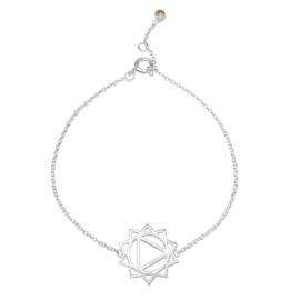 81stgeneration Women's 925 Sterling Silver Solar Plexus Chakra Symbol Chain Bracelet, 6.5 + 1"