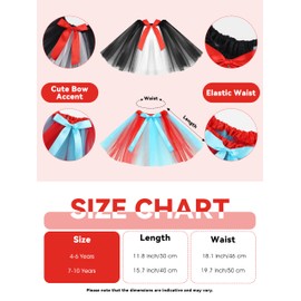 SOMSOC 2 Sets Girls Tulle Tutus Striped Stockings Costume Set with Top Hat Headbands Tutu Skirts Suspenders Party Cosplay Set