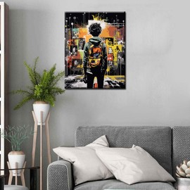 Banksy Street Graffiti Oil Painting Paint by Number Kits 16 x 20 inch Canvas DIY Oil Painting for Kids Students Adults Beginner with Brushes and Acrylic Pigment Home Wall Art Decor Artwork (Frameless)