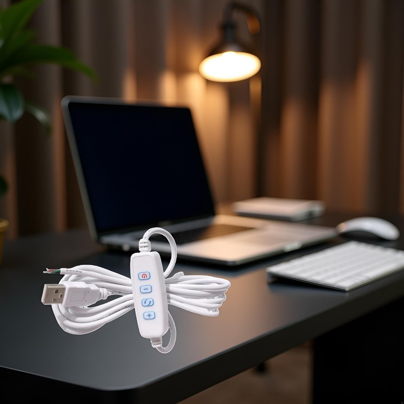 Galepromot 1 Pcs White DC5V USB LED Dimmer Extension Cable