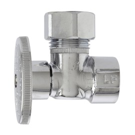 Plumb Pak PP51-1PCLF 1/4 Turn Angle Shut-Off Valve, 1/2 X 1/2 In, Fip X Od, Body, Chrome Plated, 1/2" x 1/2"