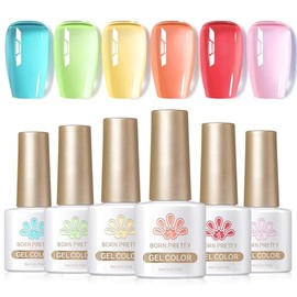 Born Pretty Juego de esmaltes de uñas de gel de gelatina para primavera y verano, cristal vidrio translúcido pastel, esmalte de gel azul, rojo, verde,