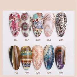 10pcs Bohemia Starry Sky Nail Foil Transfer Foil Sheet Aluminum Wheel Gel Nail Art