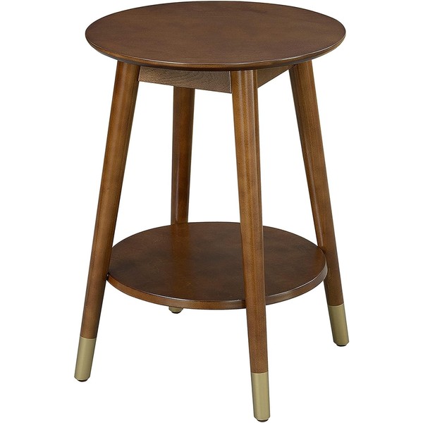 Convenience Concepts 7103050ES Wilson Mid Century Round End Table with Bottom Shelf, Espresso, 18 in x 18 in x 24 in (D x W x H)