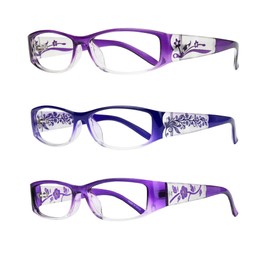 EYEBOGO Kaylee Fashion Reading Glasses for Women, Readers for Women, Ladies Classy Comfortable Glasses (3-Pack Purple K+O+F, 2.25)