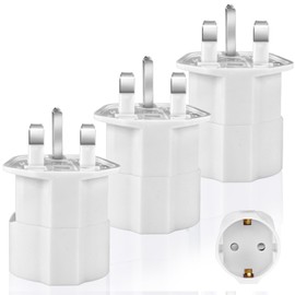 Adaptor England Germany Plug UK Adapter 3 Pieces Socket Adapter England Type G Travel Adapter Socket for England/Scotland/Ireland/Dubai/Maldives