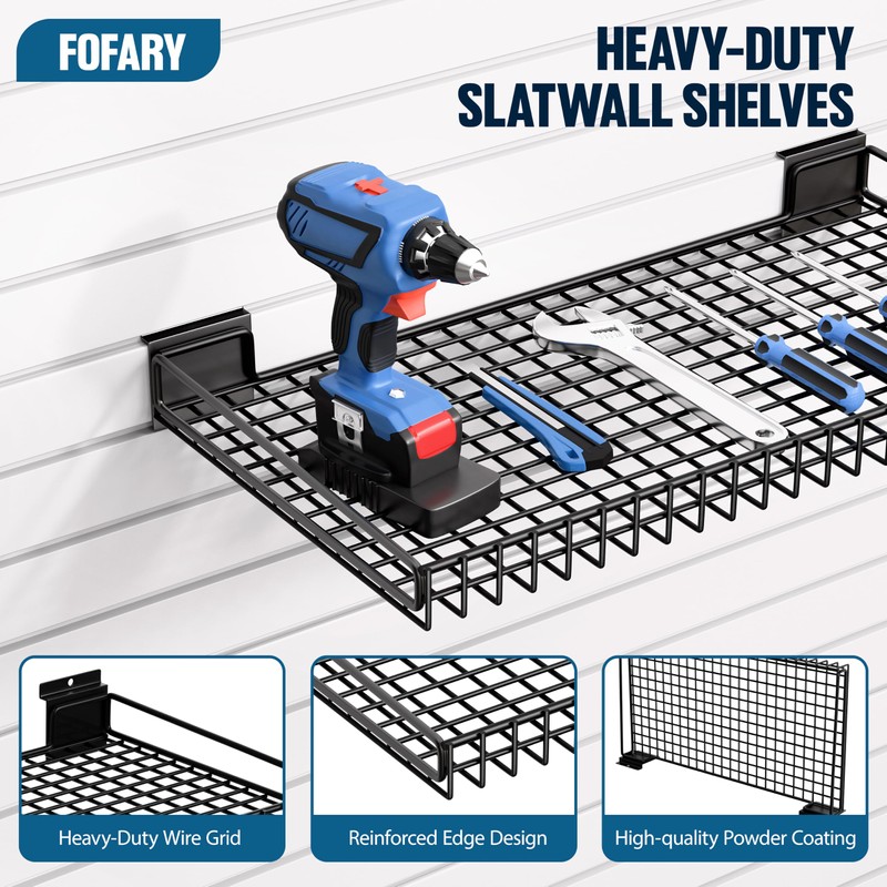 FOFARY 4 Pack Slatwall Shelves 24X12 Inch, Slatwall Accessories Heavy