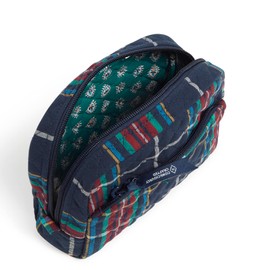 Vera Bradley Women's Cotton Medium Cosmetic Makeup Organizer Bag, Tartan Plaid - Recycled Cotton, One Size