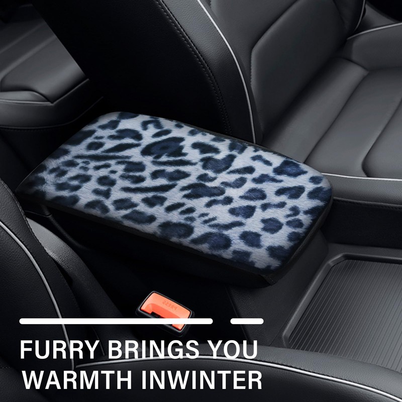10Pcs Fluffy Leopard Print Car Accessories Set – Featuring Plush
