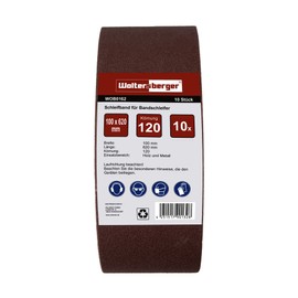 Woltersberger® Sanding Belts Pack of 10 | Size 100 x 620 mm | Grit P120 | Fabric Sanding Belt Sandpaper Belt Sander for Sanding, Filing, Sharpening and Rust Removal