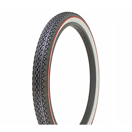 Lowrider Bike Tire, Bicycle Tire Duro 26 x 2.125 Black/White Side Wall Red Line HF-133. 26" Heavy Duty Diamond Tire 26 inch by 2.215 inch.