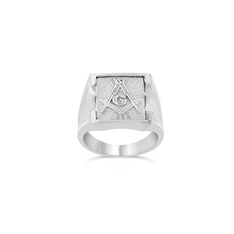 Men's Masonic Freemason Square & Compass Ring in Solid Sterling
