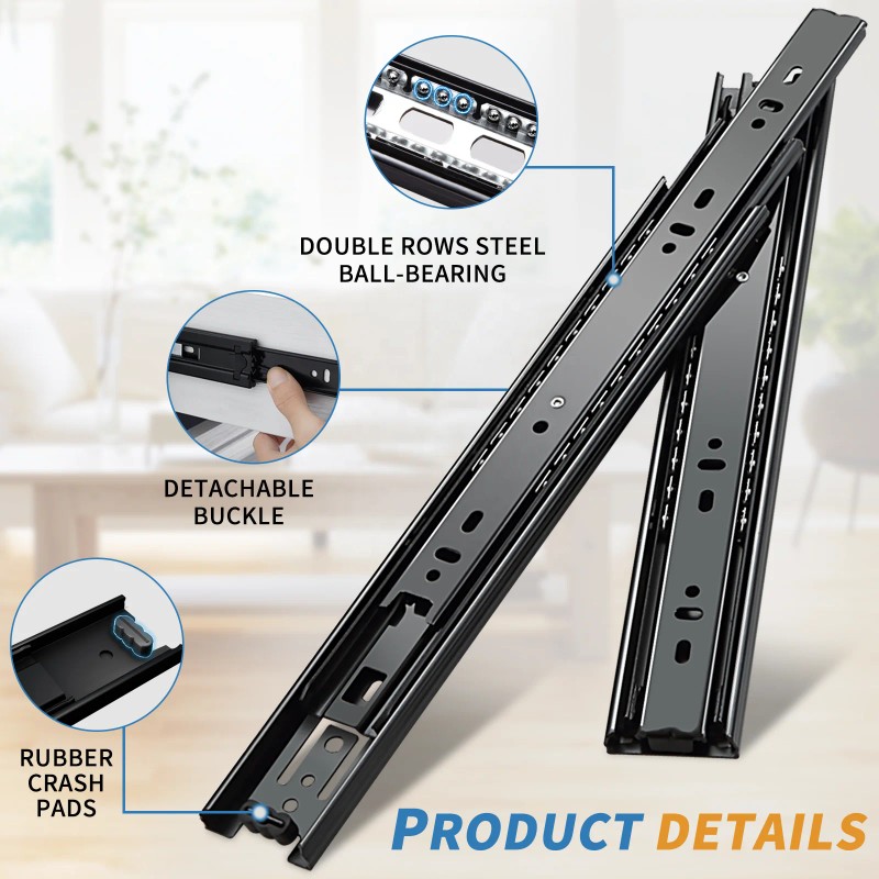 1 Pair Full Extension Drawer Slides Side Mount 4-24 Inch