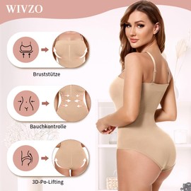Wivzo Women's Strapless Bandeau Shapewear Women's Tummy Control Shaping Body Seamless Sculpting Bodysuit with, beige, L