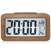 Wooden Digital Alarm Clock with Large LCD Display, Small Table