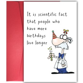 YIWANSIN Funny Birthday Card for Old People - ‘More Birthdays Live Longer’ Humorous Greeting Card for Men Women, Senior Citizen Gifts, Sarcastic Age Jokes for Him Her