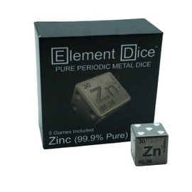 Element Dice: Unique Tabletop Gaming or Collectible D6 Dice Made from Real Zinc (Zn)