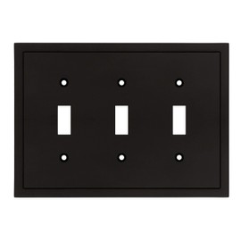 Modern Edge Decorative Wall Plate Switch Plate Outlet Cover, Durable Solid Zinc Alloy (Triple Toggle, Matte Black)