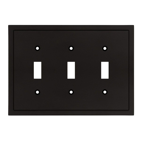 Modern Edge Decorative Wall Plate Switch Plate Outlet Cover, Durable Solid Zinc Alloy (Triple Toggle, Matte Black)