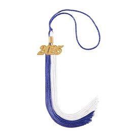 UIALECG Graduation Tassel 2025,Double Color Graduation Tassel with Gold Year Charm 9",Royal Blue and White