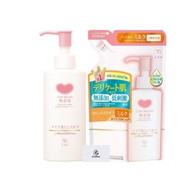 Cow Brand Makeup Remover Milk, Additive-Free, Pump Included, Main Unit, 5.1 fl oz (150 ml), Refill, 4.4 fl oz (130 ml), Aronheur Original Mask Case Included