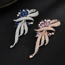4Packs ins Luxury Bling Flower Pins,Glitter Pins Brooches for Women Cloth Party Wedding (4)
