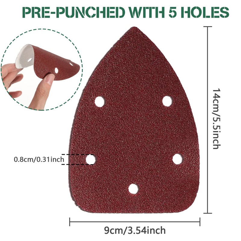 Mouse Detail Sander Pads - 40 Grits Sanding Sheets Hook