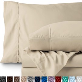 Bare Home Full Sheet Set - 1800 Ultra-Soft Microfiber Full Bed Sheets - Double Brushed - Full Sheets Set - Deep Pocket - Bedding Sheets & Pillowcases (Full, Sand)
