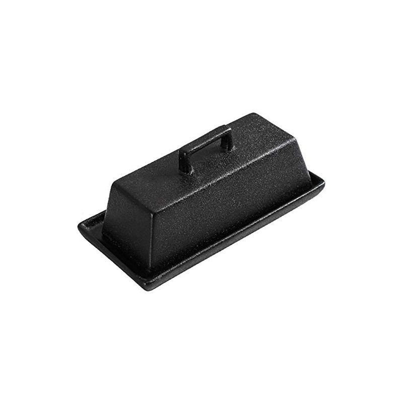 Sizikato Porcelain Butter Dish with Lid, Matte Black-7.5 inch
