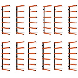 ECOTRIC 6 Pair of 6 Levels Shelf Lumber Rack Lumber Storage Rack Lumber Organizer Wood Organizer Steel Wall Mounted Max 600 Lb