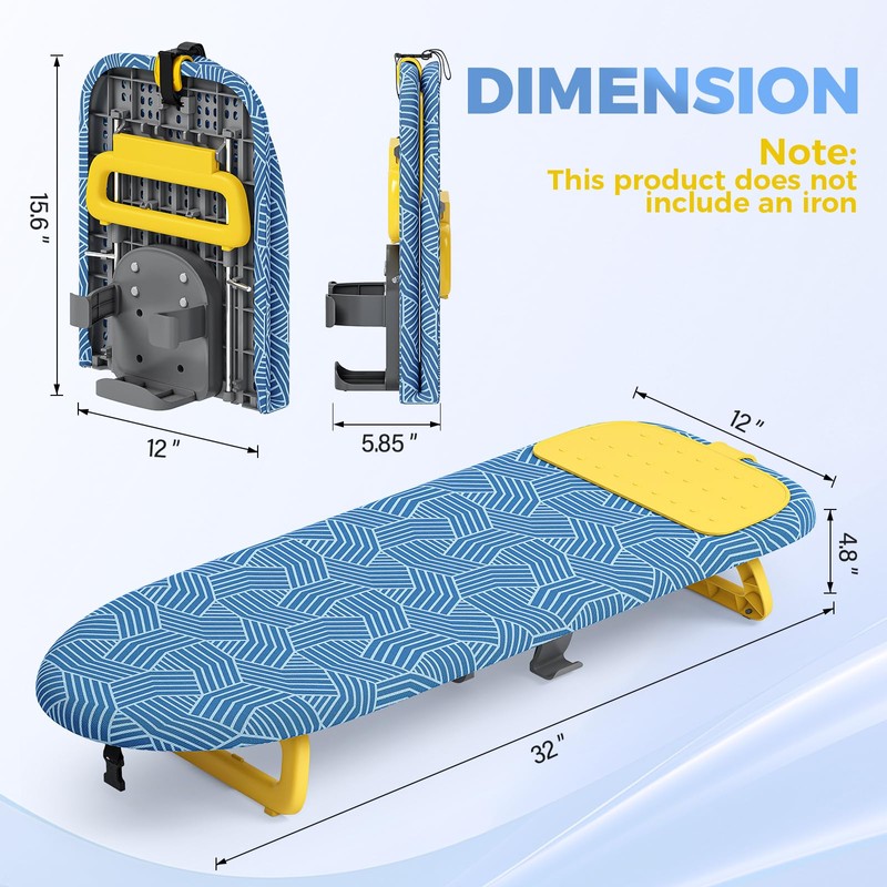KINGBOARD Tabletop Ironing Board, Small Ironing Board with Iron Holder,