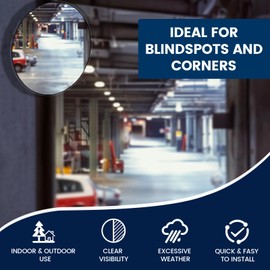 12 Inch Convex Mirror Outdoor with Adjustable Wall Fixing Bracket,Driveway Mirror, Garage Park Blindspot Traffic Mirror for Retail Stores, Warehouses and High-Traffic Areas (Black)