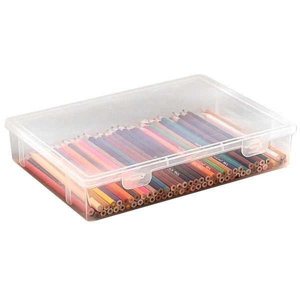 Hnonoxy Plastic Box with Lid, Plastic Storage Box Pens, Transparent