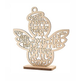 Elegant (12 Inch) Wooden Religious Centerpiece Cross Guardian Angel Baby Wings Baby Shower Communion Wedding Party Decoration