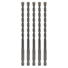 Sabre Tools 1/4 Inch x 6 Inch Masonry Drill Bit, Carbide Tipped 5-Pack for Concrete, Brick, Stone, 1/4â Hex Shank, Impact Performance (1/4â x 6â, 5)