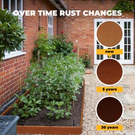 Corten Steel Lanscape Edging 20" L* 6" H Metal Garden Lanscape Edging 12pcs Pre-Rusted Steel Edging,20 Foot Kit for DIY Outdoor Patio Balcony Yard Walkway (Rusted, 6 inch)