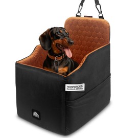 Dachshund Tribe Dog Car Seat for Small Dogs; Small Dog Bed for Car; Machine Washable Cover, Scratch & Water Resistant, Adjustable Height, Non-Slip Base (Royal Black, Small/Medium)