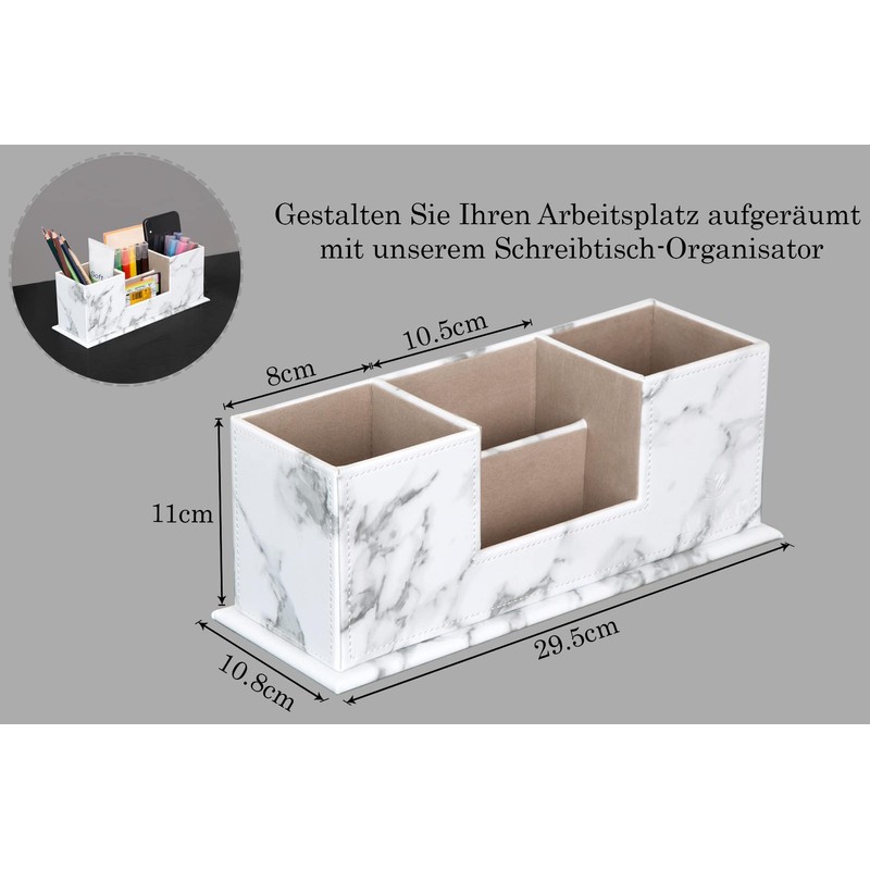 AINAK PU Leather Desk Organiser (4 Compartments) - Pen Holder,