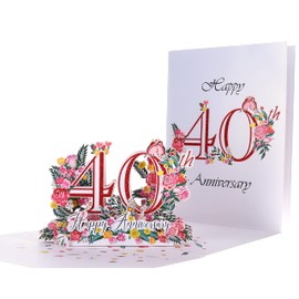 iGifts And Cards Happy 40th Milestone Anniversary 3D Pop Up Greeting Card - Perfect Couple, Elegant Wedding, Marriage, Romantic, Being Together, Ruby Congratulations, Lovebirds, Love 'N Happiness