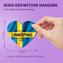 1x Heart MDF Magnet 6cm - Linkoping Sweden Flag - Fridge Locker Office Whiteboard Toolbox #60928