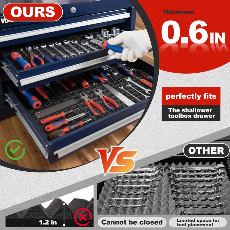 23.6" x 15.8" x 0.6" Foam Tool Box Liner -