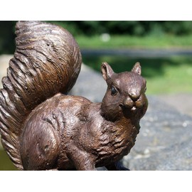 Thermobrass Bronze Sculpture Small Squirrel Decoration for Home and Garden 12 x 12.5 x 5.5 cm